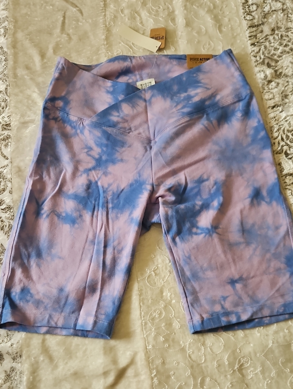 PINK Victoria's Secret Tie-Dye V-Waist Bike Shorts - Purple & Blue